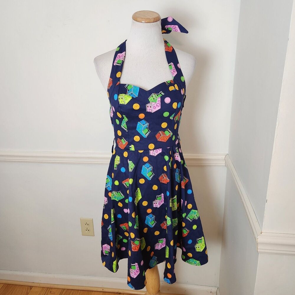 Hearts And Roses Arcade Swing Dress Size 4 Womens Retro Rockabilly Gamer No Belt